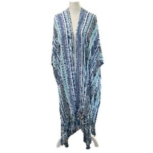 4/$30 Ariat Blue Turquoise and Gray Woven Kimono